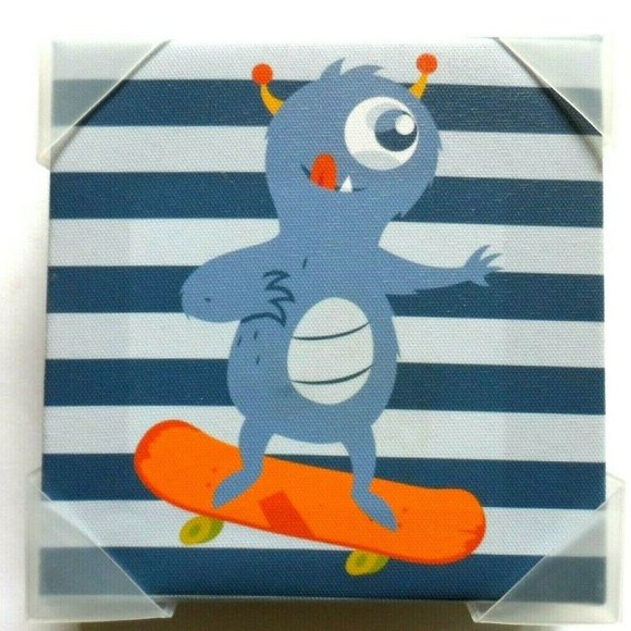 Oopsy Daisy Too Art For Kids "Skateboarding Monster" Canvas 6" x 6” x 1.5" - Picture 2 of 3